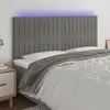 Image de vidaXL Hoofdbord LED 180x5x118/128 cm fluweel lichtgrijs3122722