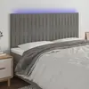 Image de Vidaxl Tête de lit avec LED, Gris clair, 180x5x118/128 cm, Velours