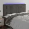 Image de Vidaxl Tête de lit avec LED, Gris foncé, 200x5x118/128 cm, Velours