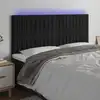 Image de Vidaxl Tête de lit avec LED, Noir, 200X5X118/128 cm, Velours