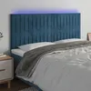 Image de vidaXL Hoofdbord LED 200x5x118/128 cm fluweel donkerblauw3122732
