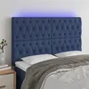 Image de vidaXL Hoofdbord LED 144x7x118/128 cm stof blauw3122764