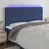 Image de vidaXL Hoofdbord LED 180x7x118/128 cm stof blauw3122780