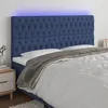 Image de vidaXL Hoofdbord LED 200x7x118/128 cm stof blauw3122788
