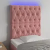 Image de vidaXL Hoofdbord LED 80x7x118/128 cm fluweel roze3122795