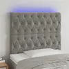 Image de vidaXL Hoofdbord LED 100x7x118/128 cm fluweel lichtgrijs3122802