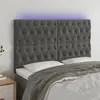 Image de Vidaxl Tête de lit avec LED, Gris foncé, 160x7x118/128 cm, Velours