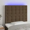 Image de vidaXL Hoofdbord LED 100x5x118/128 cm stof donkerbruin3122851