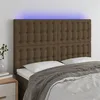Image de vidaXL Hoofdbord LED 144x5x118/128 cm stof donkerbruin3122859