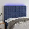 Image de vidaXL Hoofdbord LED 144x5x118/128 cm stof blauw3122862