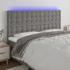 Image de Vidaxl Tête de lit avec LED, Gris foncé, 180x5x118/128 cm, Tissu