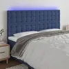 Image de vidaXL Hoofdbord LED 200x5x118/128 cm stof blauw3122886