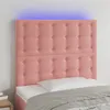 Image de vidaXL Hoofdbord LED 80x5x118/128 cm fluweel roze3122893