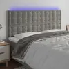 Image de Vidaxl Tête de lit avec LED, Gris clair, 180x5x118/128 cm, Velours