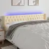 Image de Vidaxl Tête de lit avec LED, Crème, 183x16x78/88 cm, Tissu