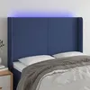 Image de vidaXL Hoofdbord LED 147x16x118/128 cm stof blauw3123772
