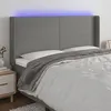 Image de vidaXL Hoofdbord LED 163x16x118/128 cm stof donkergrijs3123775