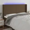 Image de vidaXL Hoofdbord LED 203x16x118/128 cm stof donkerbruin3123793