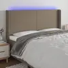 Image de Vidaxl Tête de lit avec LED, Taupe, 203x16x118/128 cm, Tissu