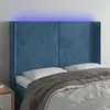 Image de vidaXL Hoofdbord LED 147x16x118/128 cm fluweel donkerblauw3123820