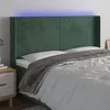 Image de vidaXL Tête de Lit à LED Meuble de Chambre à Coucher Accessoire de Lit Double Tête de Cadre de Lit Intérieur Vert Foncé 203x16x118/128 cm Velours 3123837