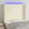 Image de vidaXL Tête de lit à LED Crème 93x16x118/128 cm Similicuir