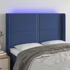 Image de vidaXL Hoofdbord LED 147x16x118/128 cm stof blauw3123912