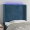 Image de vidaXL Hoofdbord LED 103x16x118/128 cm fluweel donkerblauw3123954