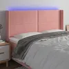 Image de vidaXL Hoofdbord LED 203x16x118/128 cm fluweel roze3123979