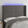 Image de vidaXL Hoofdbord LED 147x16x118/128 cm kunstleer grijs3124002