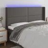 Image de vidaXL Hoofdbord LED 203x16x118/128 cm kunstleer grijs3124020