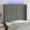 Image de vidaXL Hoofdbord LED 83x16x118/128 cm stof donkergrijs3124023