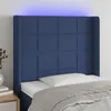 Image de vidaXL Hoofdbord LED 83x16x118/128 cm stof blauw3124028