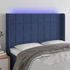 Image de vidaXL Hoofdbord LED 147x16x118/128 cm stof blauw3124052