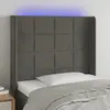 Image de Vidaxl Tête de lit avec LED, Gris Foncé, 103x16x118/128cm, Velours
