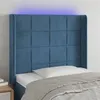 Image de vidaXL Hoofdbord LED 103x16x118/128 cm fluweel donkerblauw3124094