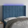 Image de vidaXL Hoofdbord LED 147x16x118/128 cm fluweel donkerblauw3124100