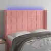Image de vidaXL Hoofdbord LED 147x16x118/128 cm fluweel roze3124101