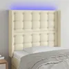 Image de vidaXL Tête de lit à LED Crème 103x16x118/128 cm Similicuir