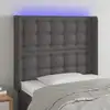 Image de Vidaxl Tête de lit avec LED, Gris, 103X16X118/128cm Similicuir