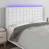 Image de Vidaxl Tête de lit avec LED, Blanc, 183X16X118/128cm Cuir Artificiel