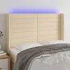 Image de vidaXL Hoofdbord LED 147x16x118/128 cm stof cràmekleurig 3124191
