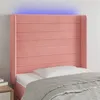 Image de vidaXL Hoofdbord LED 93x16x118/128 cm fluweel roze3124229