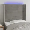 Image de Vidaxl Tête de lit avec LED, Gris clair, 103x16x118/128 cm, Velours