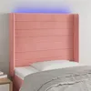 Image de vidaXL Hoofdbord LED 103x16x118/128 cm fluweel roze3124235