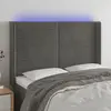 Image de Vidaxl Tête de lit avec LED, Gris Foncé, 147X16X118/128cm, Velours