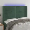 Image de vidaXL Hoofdbord LED 147x16x118/128 cm fluweel donkergroen3124239