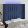 Image de vidaXL Hoofdbord LED 93x16x118/128 cm stof blauw3124274