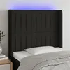 Image de vidaXL Hoofdbord LED 103x16x118/128 cm stof zwart3124278