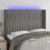 Image de Vidaxl Tête de lit avec LED, Gris Foncé, 147X16X118/128cm, Tissu